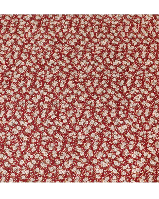 Crimson Daisy Delight Cotton Lawn Fabric - Vibrant Digital Print, 110 cm Wide - Shop Online for Bold Fashion Statements-D18138 Regal Fabrics