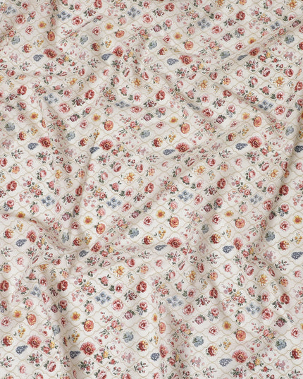 Premium Cotton Lawn Fabric - Multicolor Floral Digital Print, 110cm Wide - Buy in Meters Online-D18140 Regal Fabrics