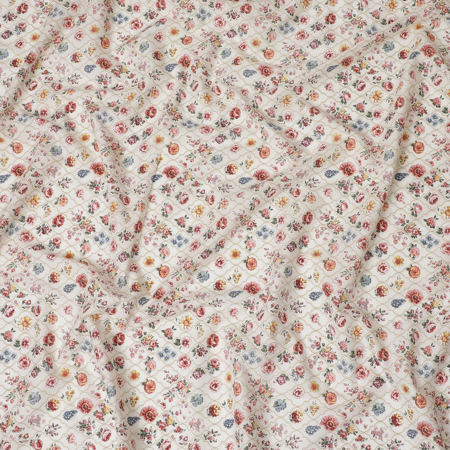 Premium Cotton Lawn Fabric - Multicolor Floral Digital Print, 110cm Wide - Buy in Meters Online-D18140 Regal Fabrics