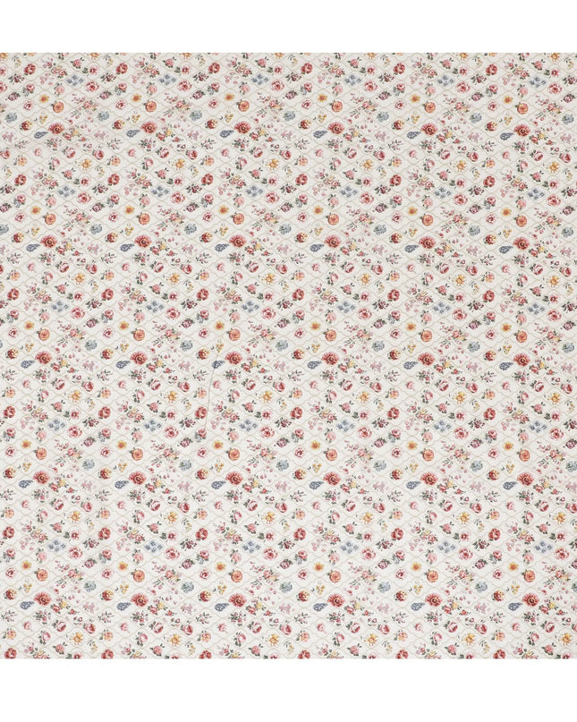 Premium Cotton Lawn Fabric - Multicolor Floral Digital Print, 110cm Wide - Buy in Meters Online-D18140 Regal Fabrics
