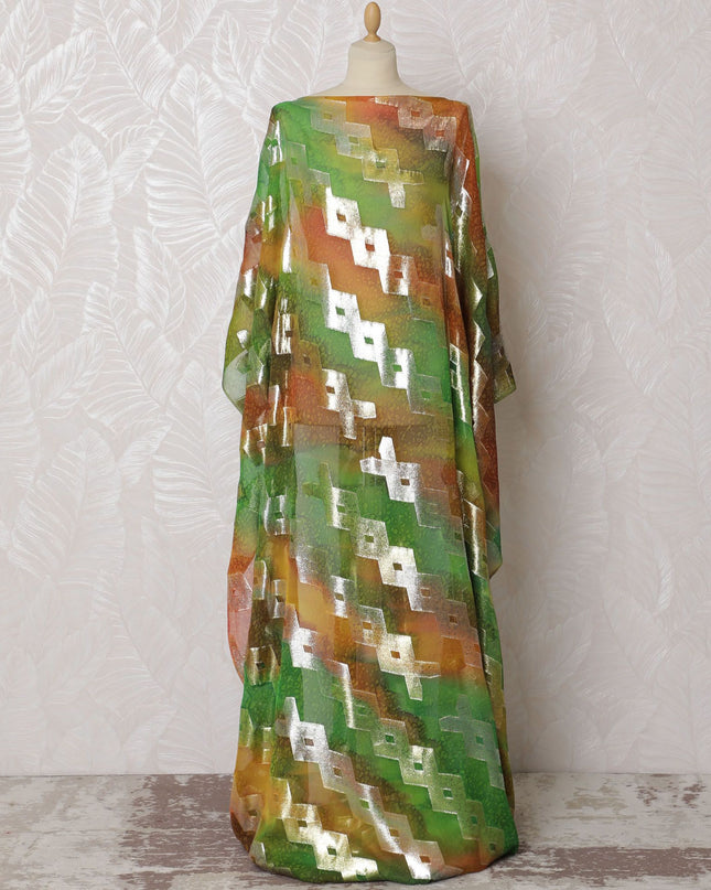Vibrant Traditional Somali Dirac Fabric - 140cm Width, 3.5 Mtrs Length - Lush Green & Autumn Hues, Buy Online-D18187