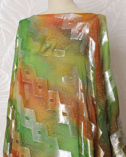 Vibrant Traditional Somali Dirac Fabric - 140cm Width, 3.5 Mtrs Length - Lush Green & Autumn Hues, Buy Online-D18187