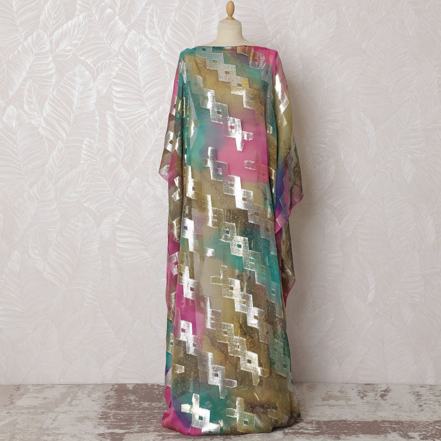 Shop Online: Exquisite Traditional Somali Dirac Fabric - Pure Silk Chiffon with Metallic Lurex, 140cm Width, 3.5Mtrs Length-D18188