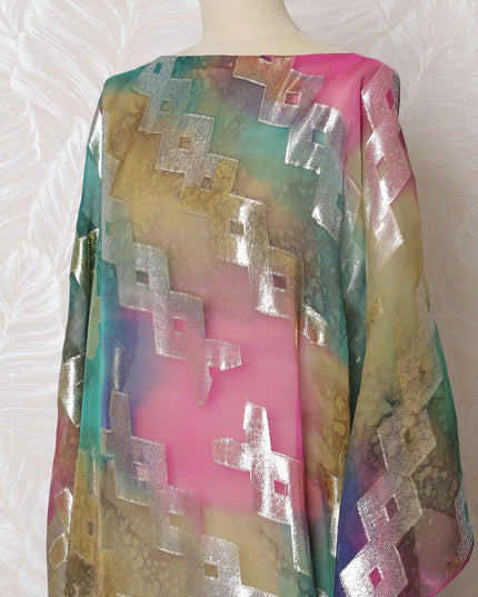 Shop Online: Exquisite Traditional Somali Dirac Fabric - Pure Silk Chiffon with Metallic Lurex, 140cm Width, 3.5Mtrs Length-D18188