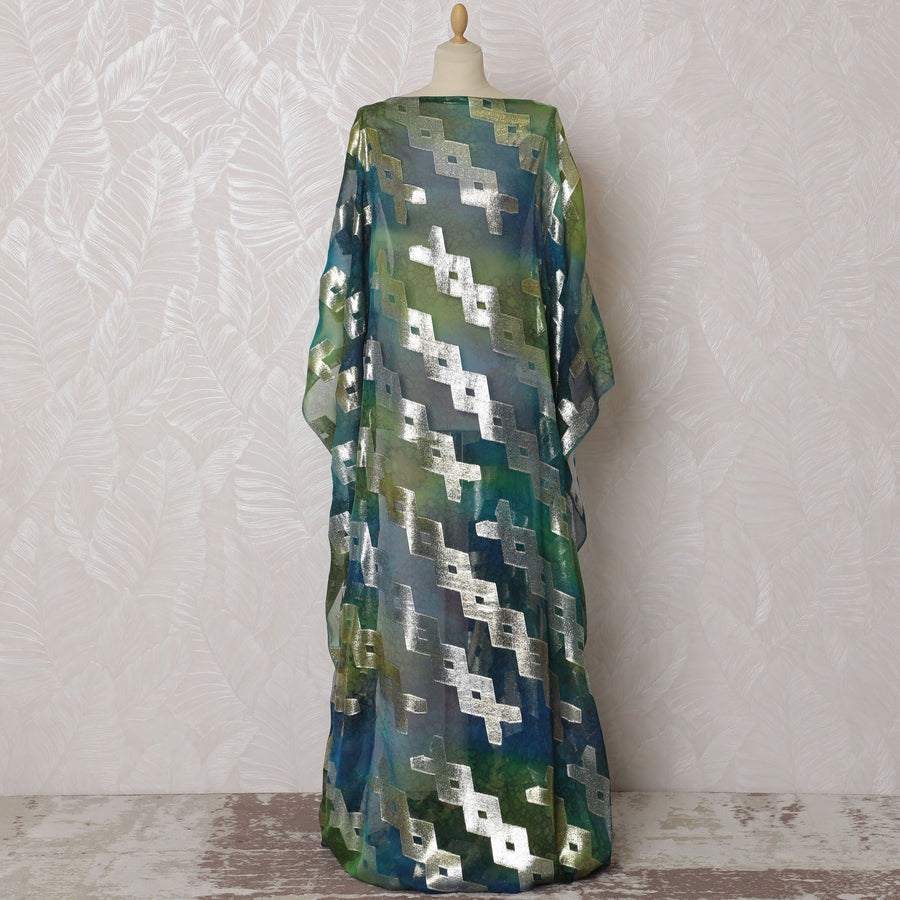 Shop Exclusive: Enchanted Forest Silk Chiffon Dirac Fabric with Metallic Lurex, 140cm Width, 3.5 Mtrs piece - Buy Online-D18189 Regal Fabrics