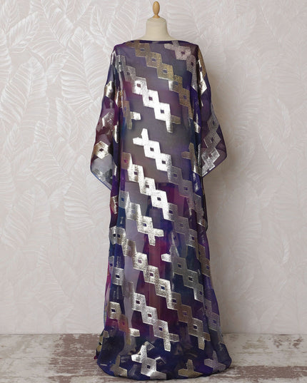 Mystic Midnight Pure Silk Chiffon Dirac Fabric with Metallic Lurex - 140cm Wide, 3.5 Mtrs Length - Shop Online-D18192 Regal Fabrics