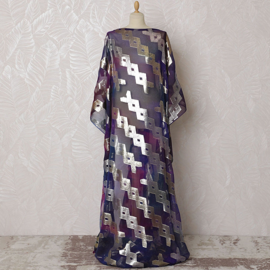 Mystic Midnight Pure Silk Chiffon Dirac Fabric with Metallic Lurex - 140cm Wide, 3.5 Mtrs Length - Shop Online-D18192 Regal Fabrics