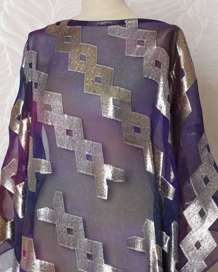 Mystic Midnight Pure Silk Chiffon Dirac Fabric with Metallic Lurex - 140cm Wide, 3.5 Mtrs Length - Shop Online-D18192 Regal Fabrics