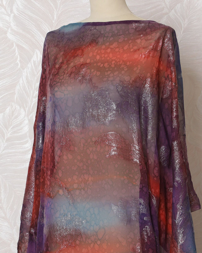 قماش ديراك شيفون حرير نقي من Cosmic Dusk مع لوريكس معدني - عرض 140 سم وطول 3.5 متر - تسوق عبر الإنترنت-D18195