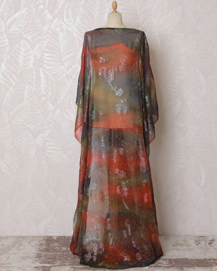 Autumnal Haze Pure Silk Chiffon Dirac Fabric with Metallic Lurex - 140cm Wide, 3.5 Mtrs Long - Shop Online-D18196