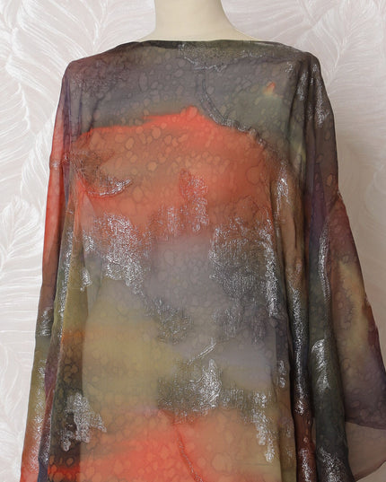 Autumnal Haze Pure Silk Chiffon Dirac Fabric with Metallic Lurex - 140cm Wide, 3.5 Mtrs Long - Shop Online-D18196