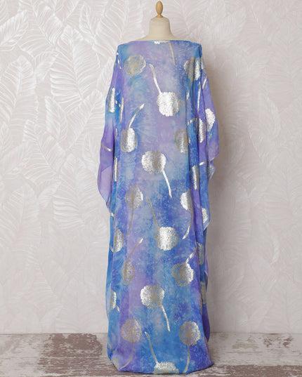 Starry Night Pure Silk Chiffon Dirac Fabric with Metallic Lurex - 140cm Wide, 3.5 Mtrs Long - Buy Online-D18199 Regal Fabrics