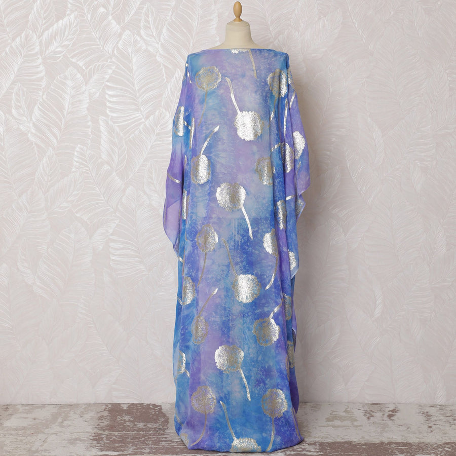Starry Night Pure Silk Chiffon Dirac Fabric with Metallic Lurex - 140cm Wide, 3.5 Mtrs Long - Buy Online-D18199 Regal Fabrics
