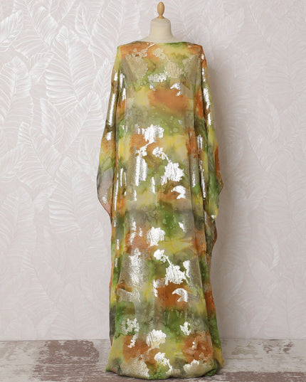 Enchanted Lavender Pure Silk Chiffon Dirac Fabric with Metallic Lurex - 140cm Wide, 3.5 Mtrs Length - Buy Online-D18201