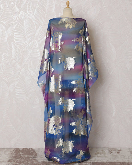 قماش ديراك شيفون حرير خالص من Galactic Blossom مع لوريكس معدني - عرض 140 سم وطول 3.5 متر - شراء عبر الإنترنت-D18204