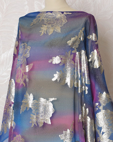 قماش ديراك شيفون حرير خالص من Galactic Blossom مع لوريكس معدني - عرض 140 سم وطول 3.5 متر - شراء عبر الإنترنت-D18204