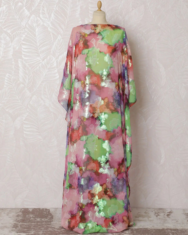 Exotic Floral Silk Chiffon Dirac Fabric with Lurex - 140cm, 3.5 Mtrs Piece - Shop Online-D18205 Regal Fabrics