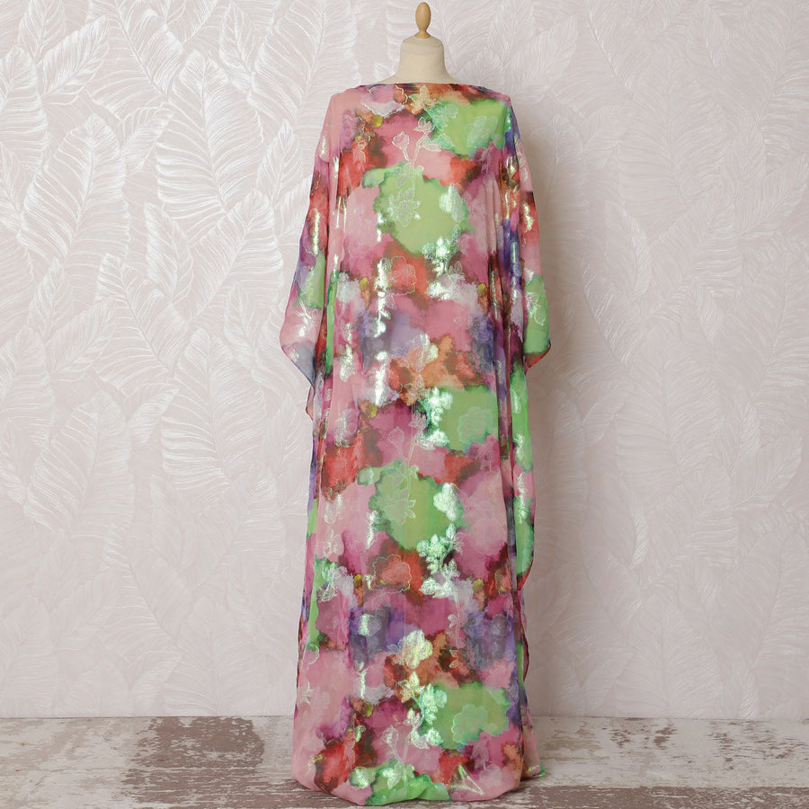 Exotic Floral Silk Chiffon Dirac Fabric with Lurex - 140cm, 3.5 Mtrs Piece - Shop Online-D18205