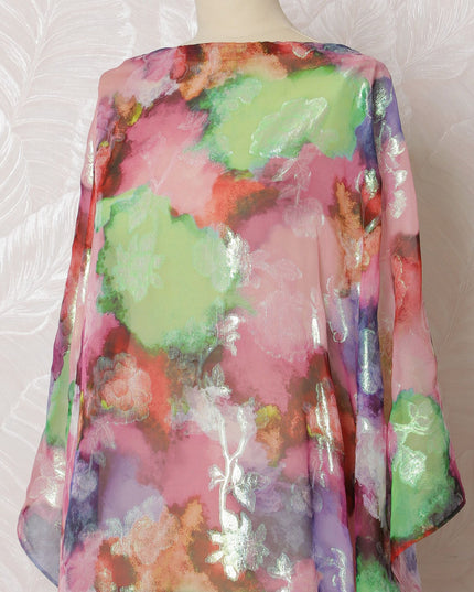 Exotic Floral Silk Chiffon Dirac Fabric with Lurex - 140cm, 3.5 Mtrs Piece - Shop Online-D18205