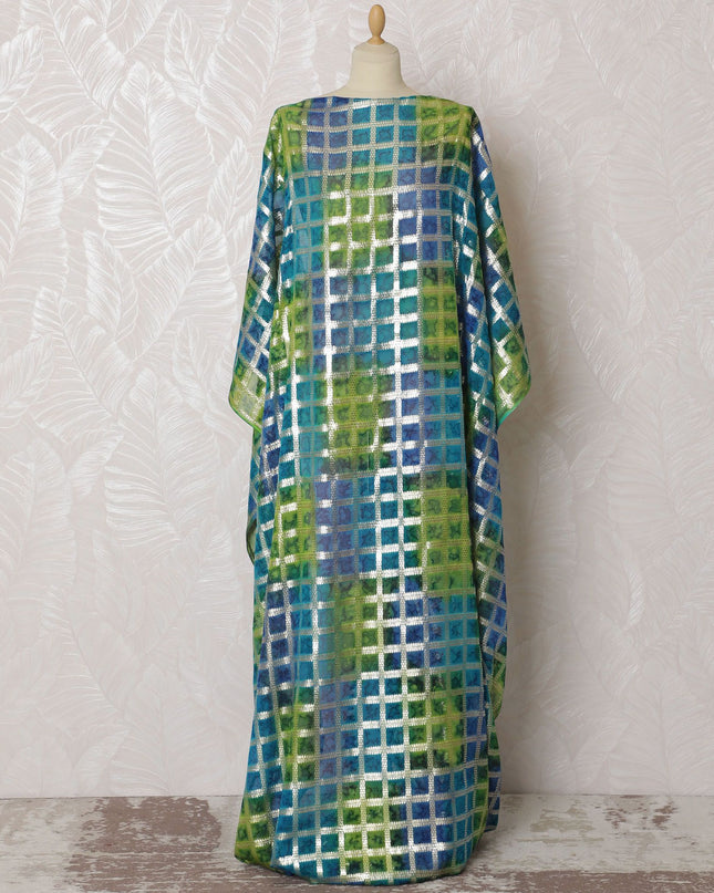 قماش ديراك من الشيفون الحريري ذو اللون الهندسي مع اللوريكس - طول 140 سم × 3.5 متر - تسوق عبر الإنترنت-D18209