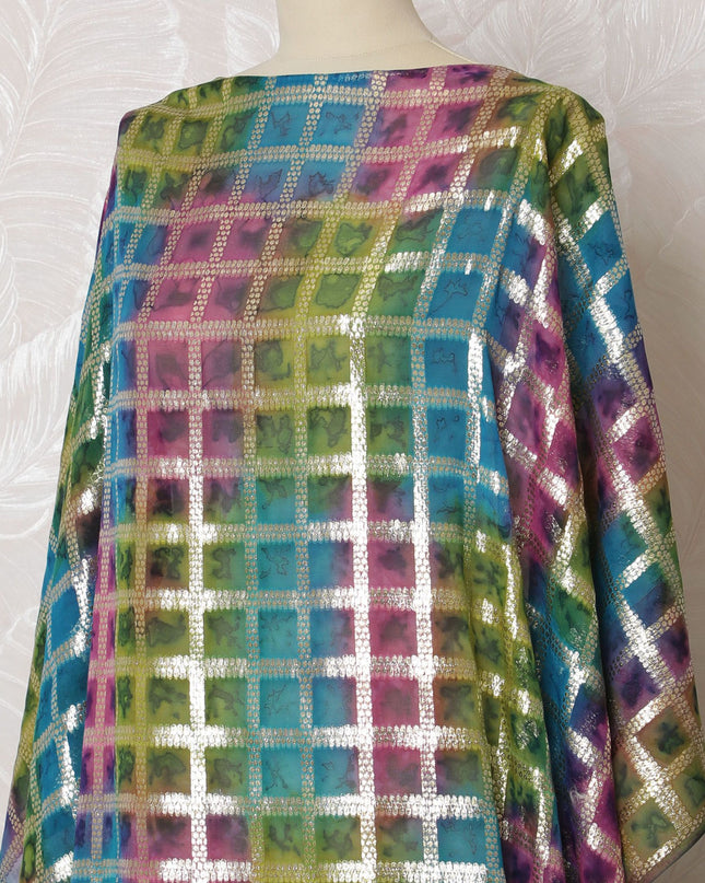 قماش ديراك شيفون حرير فسيفساء متعدد الألوان مع لوركس - طول 140 سم × 3.5 متر - شراء بالأمتار عبر الإنترنت-D18210