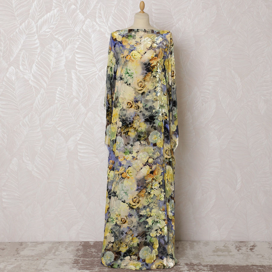 Goldenrod Impression Silk Chiffon Velvet Dirac Fabric - 140cm Wide - Italian Luxury - 3.5 Meters Piece - Available Online-D18293