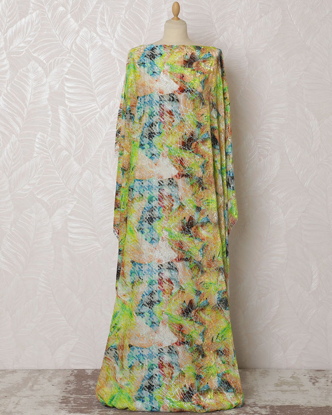 Tropical Mirage Silk Chiffon Velvet Dirac Fabric - 140cm Wide - Vibrant South Korean Artistry - 3.5 Meters Piece -D18298