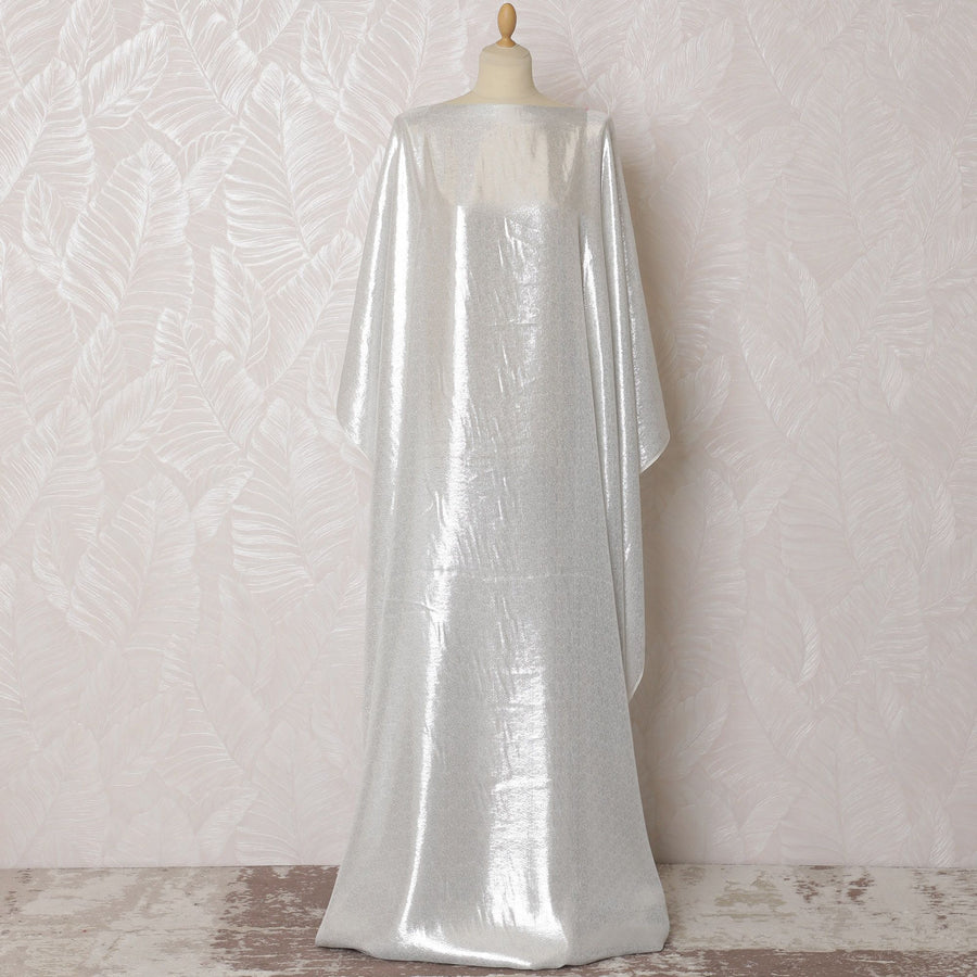 Silver Sheen Silk Chiffon Lurex Dirac Fabric - 140cm Wide - South Korean Radiance - 3.5 Meters Piece -D18300 Regal Fabrics