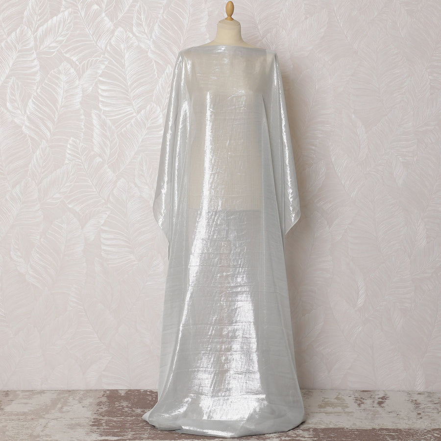 Moonlit Gleam Silk Chiffon Lurex Dirac Fabric - 140cm Wide - South Korean Luxury - 3.5 Meters Piece -D18301