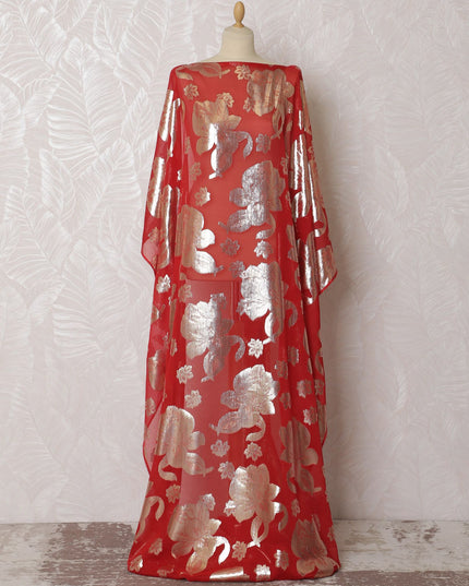 Ruby Blossom Silk Chiffon Lurex Dirac Fabric - 140cm Wide - South Korean Elegance-3.5 Meters Piece-Purchase Online-D18304 Regal Fabrics