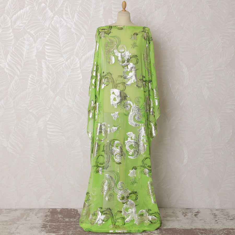 Lime Luxe Silk Chiffon Lurex Dirac Fabric - 140cm Wide - South Korean Crafted - 3.5 Mtrs - Buy in Meters-D18306
