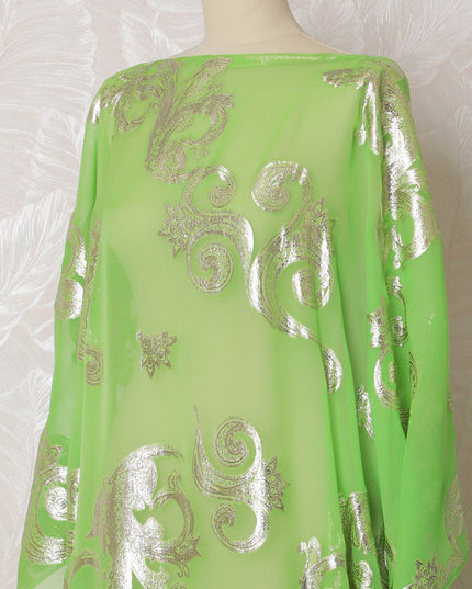 Enchanted Emerald Silk Chiffon Lurex Dirac Fabric - 140cm Wide - South Korean Elegance - 3.5 Mtrs Piece  -D18307 Regal Fabrics