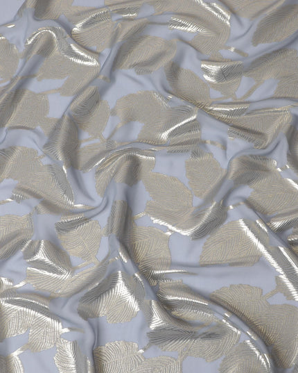 قماش شيفون حريري بأوراق فضية لامعة مع لوريكس معدني، عرض 110 سم – رائع لصناعة الملابس-D18382