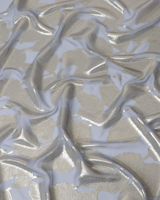 قماش شيفون حريري بأوراق فضية لامعة مع لوريكس معدني، عرض 110 سم – رائع لصناعة الملابس-D18382