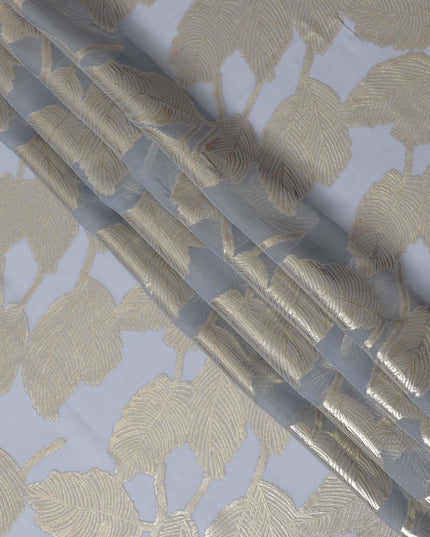 قماش شيفون حريري بأوراق فضية لامعة مع لوريكس معدني، عرض 110 سم – رائع لصناعة الملابس-D18382