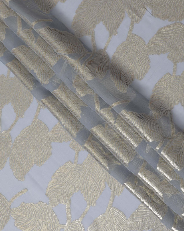قماش شيفون حريري بأوراق فضية لامعة مع لوريكس معدني، عرض 110 سم – رائع لصناعة الملابس-D18382