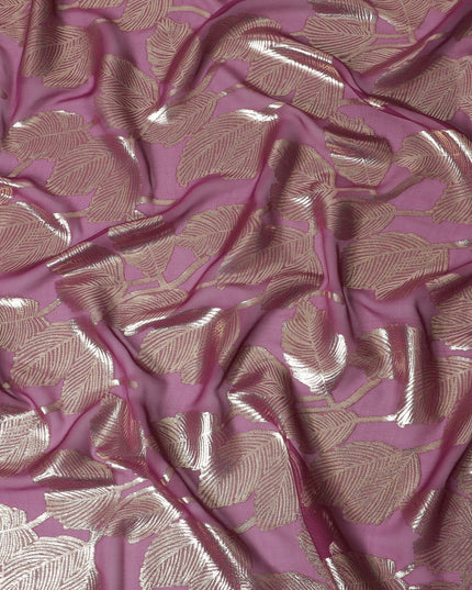 Mauve Majesty Silk Chiffon Fabric with Rose Gold Lurex, 110cm - Enchanting Textile for Fashion & Home-D18384