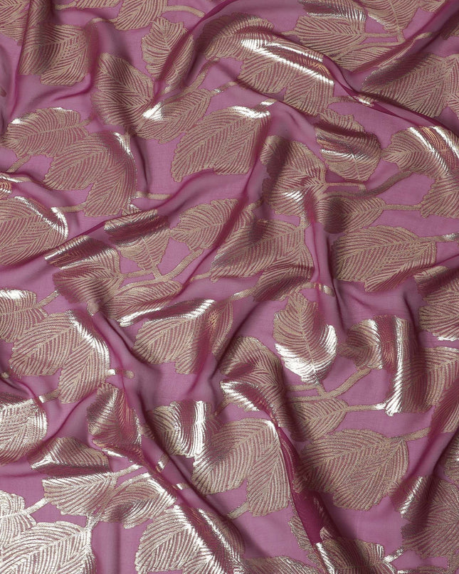 Mauve Majesty Silk Chiffon Fabric with Rose Gold Lurex, 110cm - Enchanting Textile for Fashion & Home-D18384