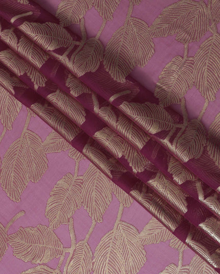 Mauve Majesty Silk Chiffon Fabric with Rose Gold Lurex, 110cm - Enchanting Textile for Fashion & Home-D18384