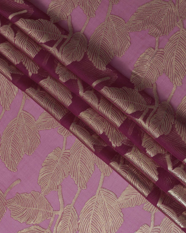 Mauve Majesty Silk Chiffon Fabric with Rose Gold Lurex, 110cm - Enchanting Textile for Fashion & Home-D18384