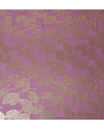 Mauve Majesty Silk Chiffon Fabric with Rose Gold Lurex, 110cm - Enchanting Textile for Fashion & Home-D18384