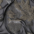 قماش شيفون حريري لامع باللون الفحمي مع لوريكس فضي بعرض 110 سم - نسيج مخصص للإبداعات الحصرية-D18385