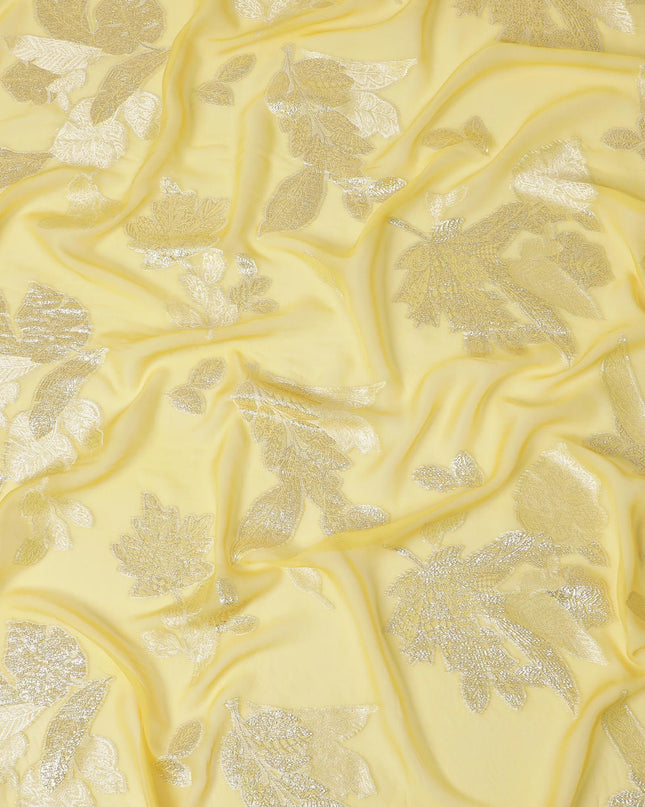 قماش شيفون حرير Sunshine Splendor مع لوركس ذهبي، عرض 110 سم - Radiant Textile للملابس الفاخرة - D18386