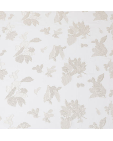 قماش شيفون حريري عاجي اللون مع لوركس فضي، عرض 110 سم - أناقة راقية للأزياء الراقية - D18388