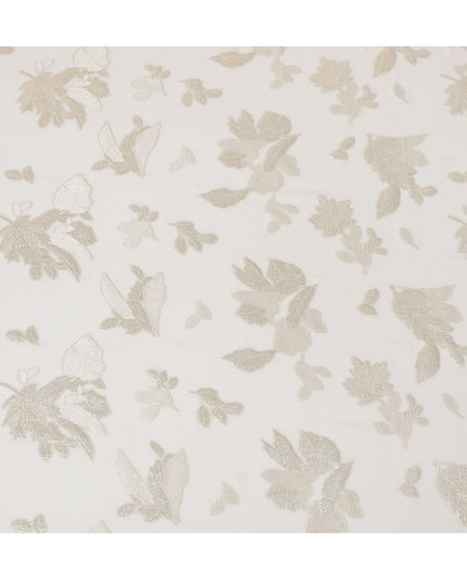 قماش شيفون حرير كريمي كلاسيكي مع لوريكس ذهبي بعرض 110 سم – نسيج خالد للتصاميم الأنيقة-D18389