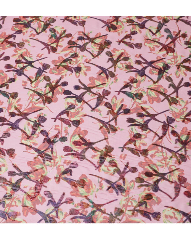 قماش الشيفون الحريري Blush Garden مع اللوريكس المعدني، بعرض 110 سم – خيال الزهور للأزياء الراقية-D18391