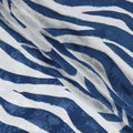 Nautical Navy Viscose Crepe Fabric with White Abstract Stripes, 110cm Wide – Contemporary Elegance-D18393 Regal Fabrics