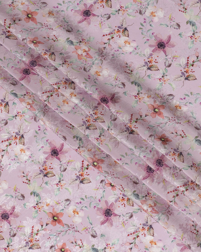 Blush Bloom Viscose Crepe Fabric with Floral Print, 110cm Wide – Romantic & Versatile-D18396