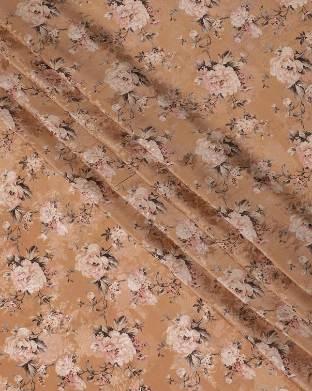 Desert Rose Viscose Crepe Fabric with Floral Print, 110cm Wide – Warm Elegance-D18397
