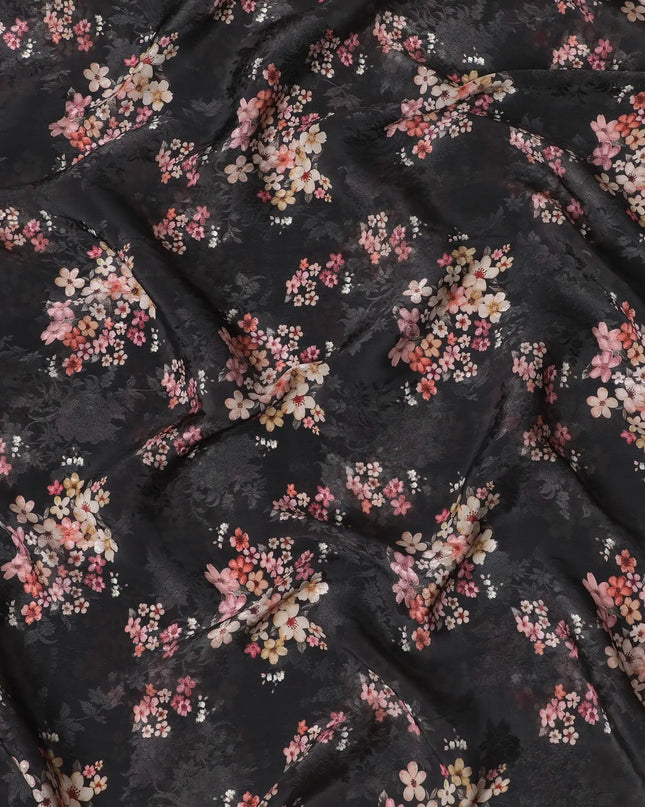Midnight Sakura Viscose Crepe Fabric, 110cm Wide â€“ Ethereal Floral Delicacy-D18399 Regal Fabrics